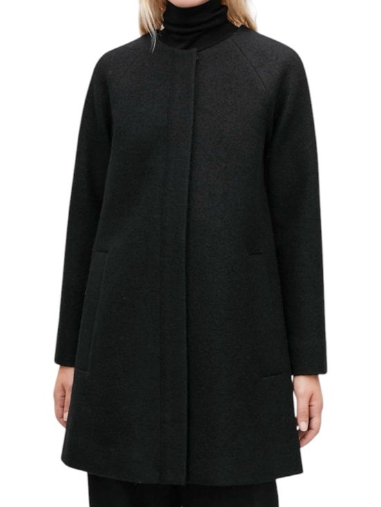 COS Jackets & Blazers - COS Women’s Black 100% Wool Collarless A-Line Hidden Zip Front Coat- Size 2